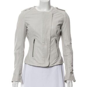 Muuba 100% Lamb Leather White/ Light Gray Biker Jacket. Size Small